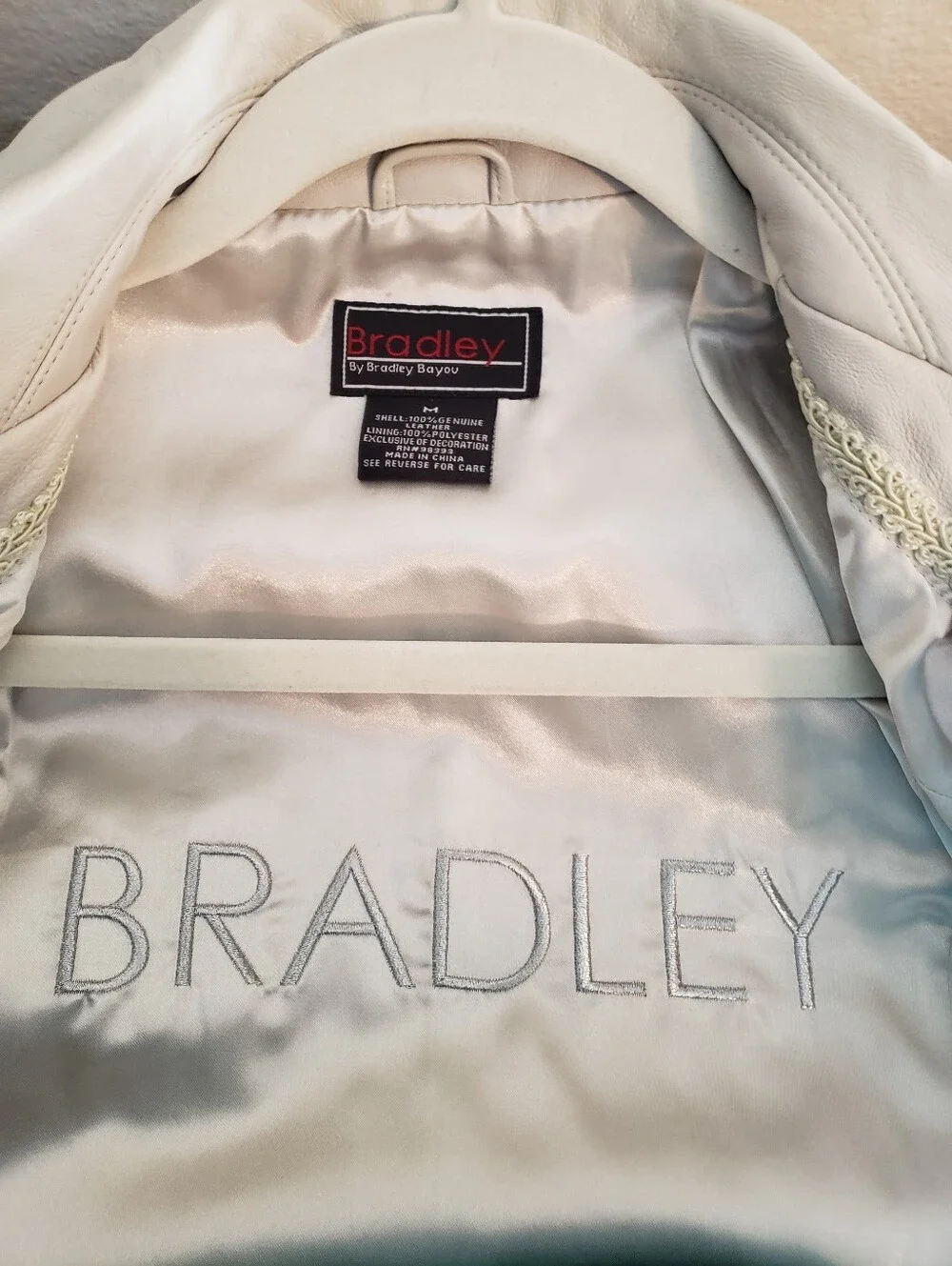 Vintage Bradley Bayou Genuine Leather Jacket - Cream/Bone White Size M (MINT)